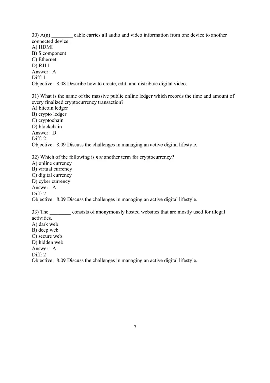 Chapter 8 Managing a Digital Lifestyle Challenges and Ethics Multiple Choice - Page 7