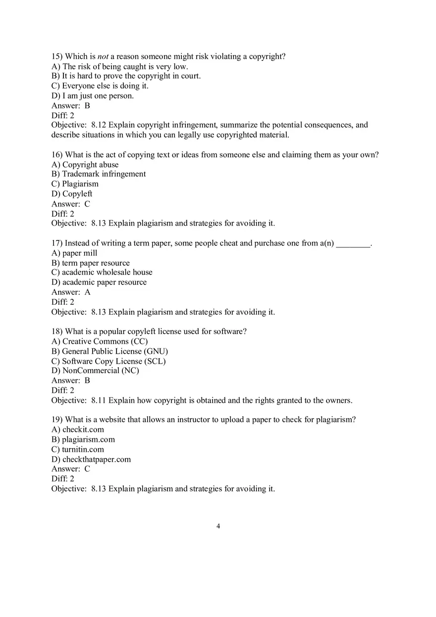 Chapter 8 Managing a Digital Lifestyle Challenges and Ethics Multiple Choice - Page 4