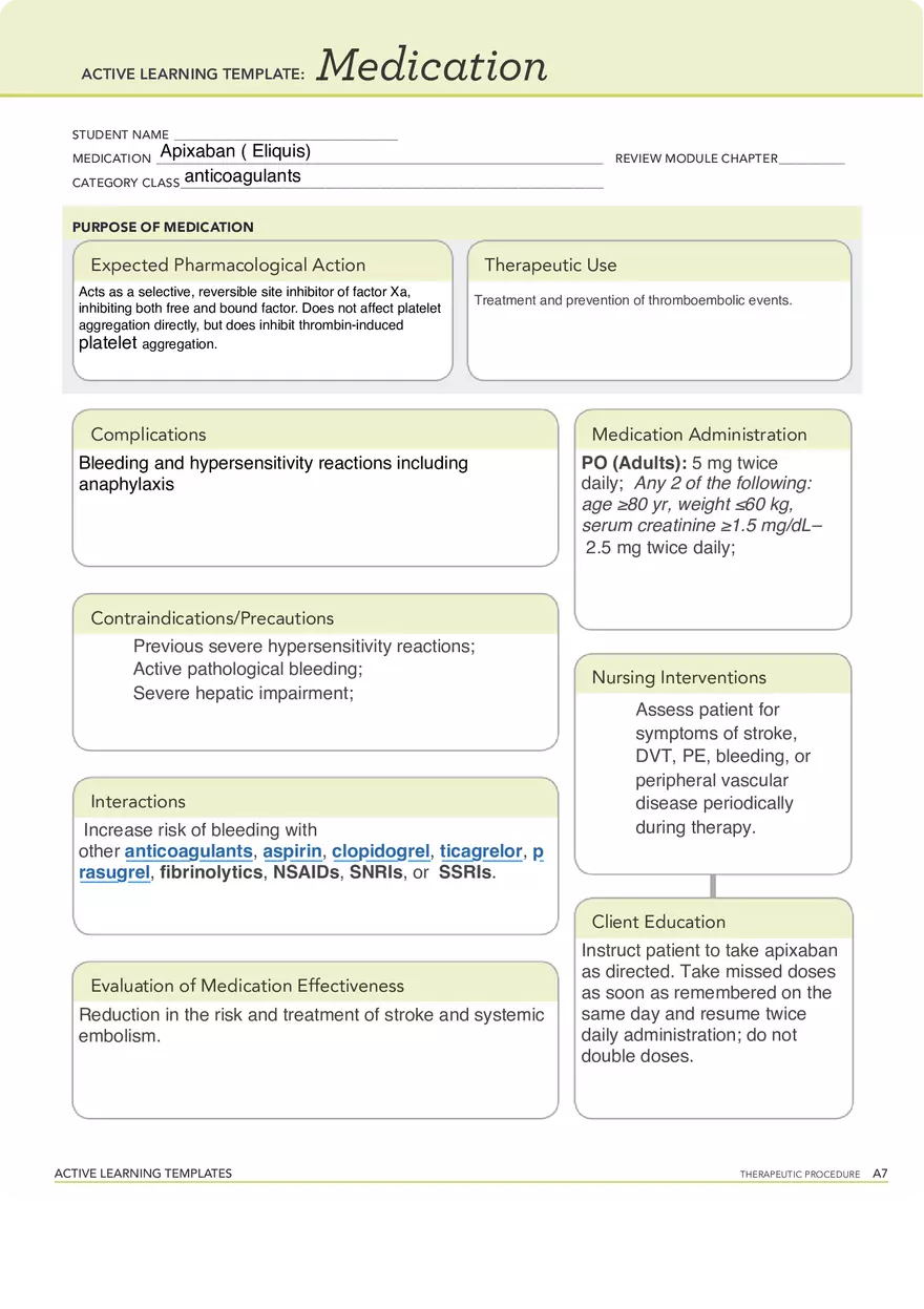 Apixaban ( Eliquis) - Page 1