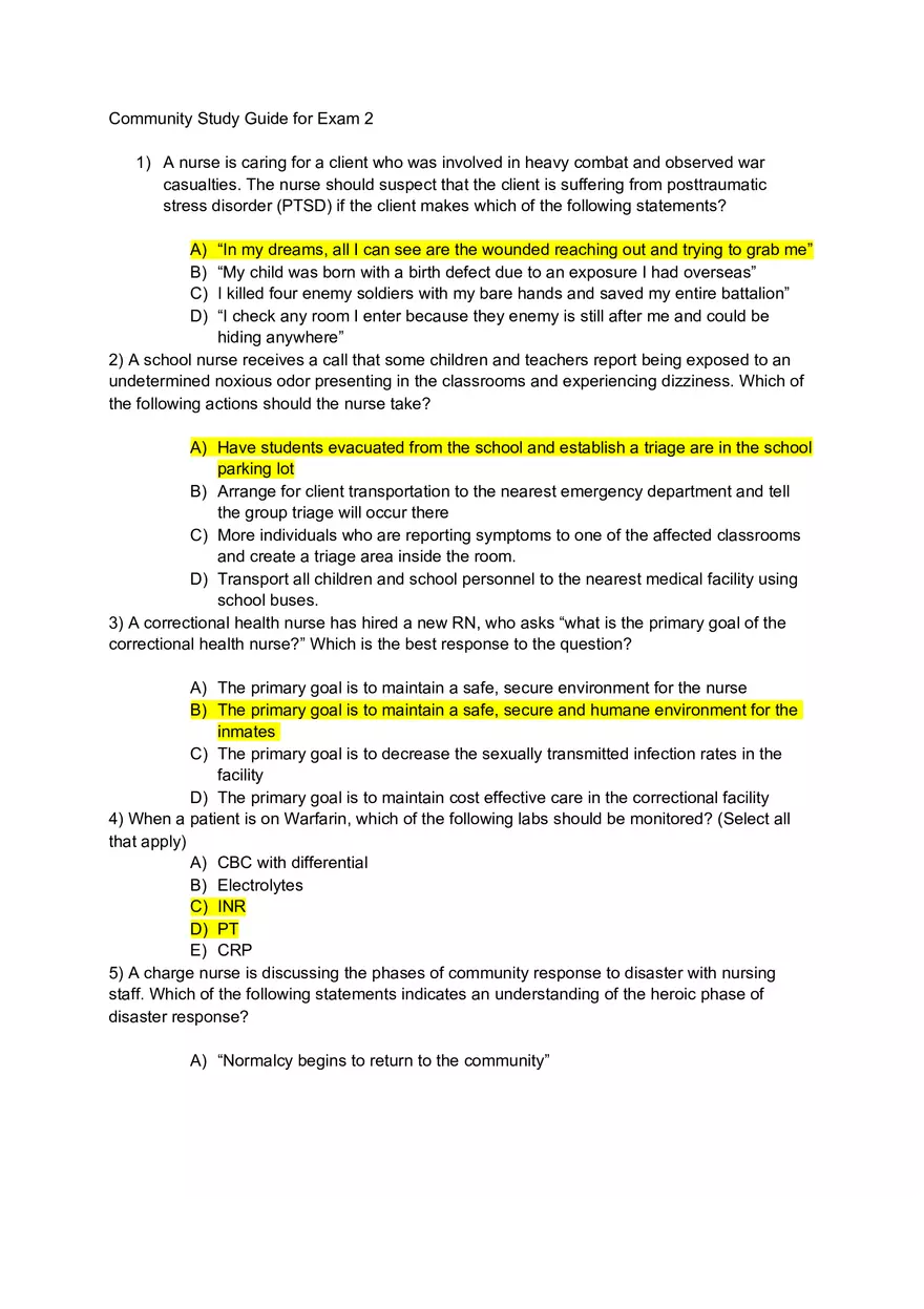 Community Study Guide for Exam 2 - Page 1