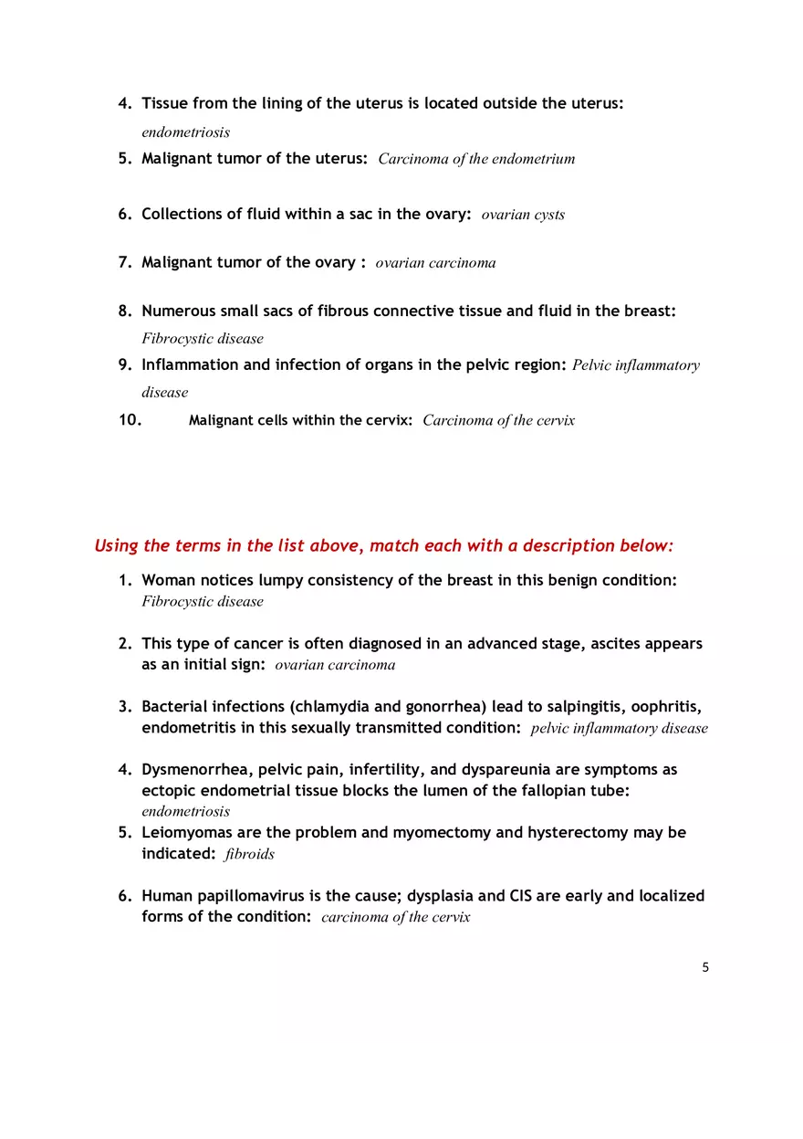 Medical Terminology Chapter 8 Assignment - Page 5