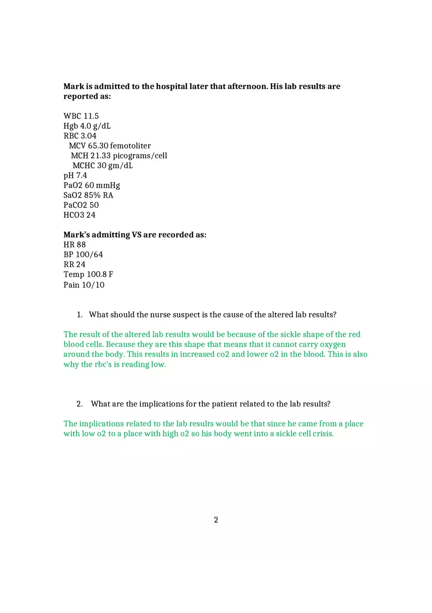 Case Study - Sickle Cell Anemia - Page 2