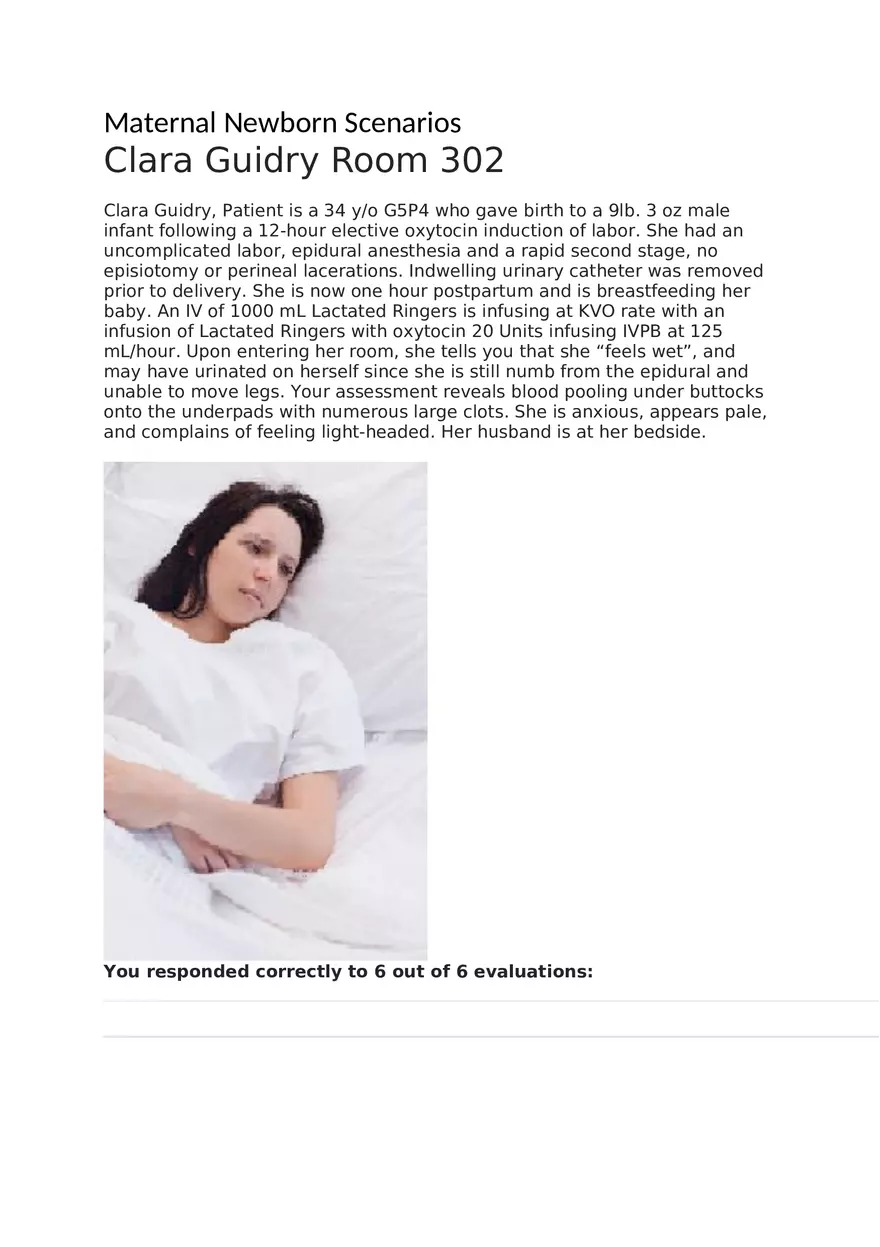 Maternal Newborn Scenarios Clara Guidry - Page 1