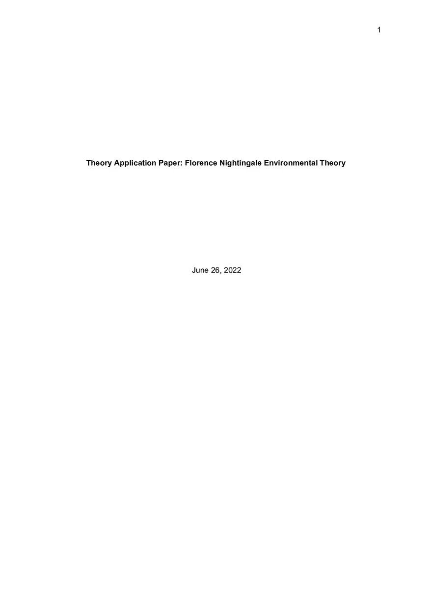 Florence Nightingale Environmental Theory - Page 1