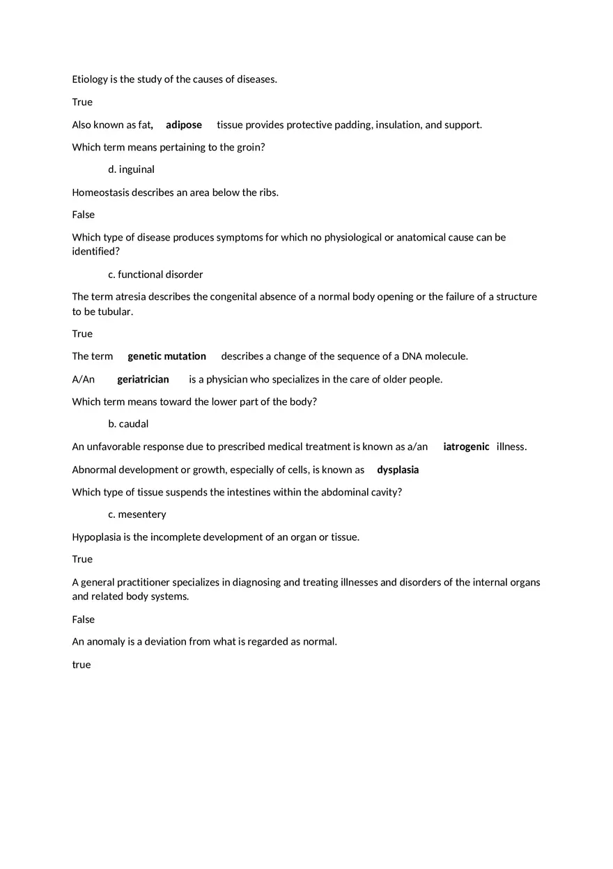 Medical Terminology Chapter 2 Test - Page 1