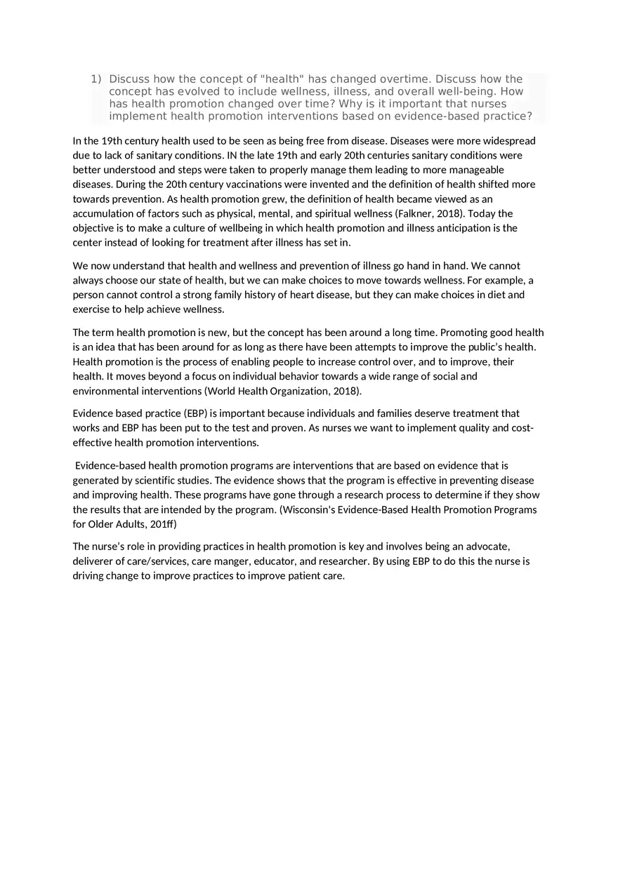 Explain How the Understanding of Health Has Changed Over Time - Page 1