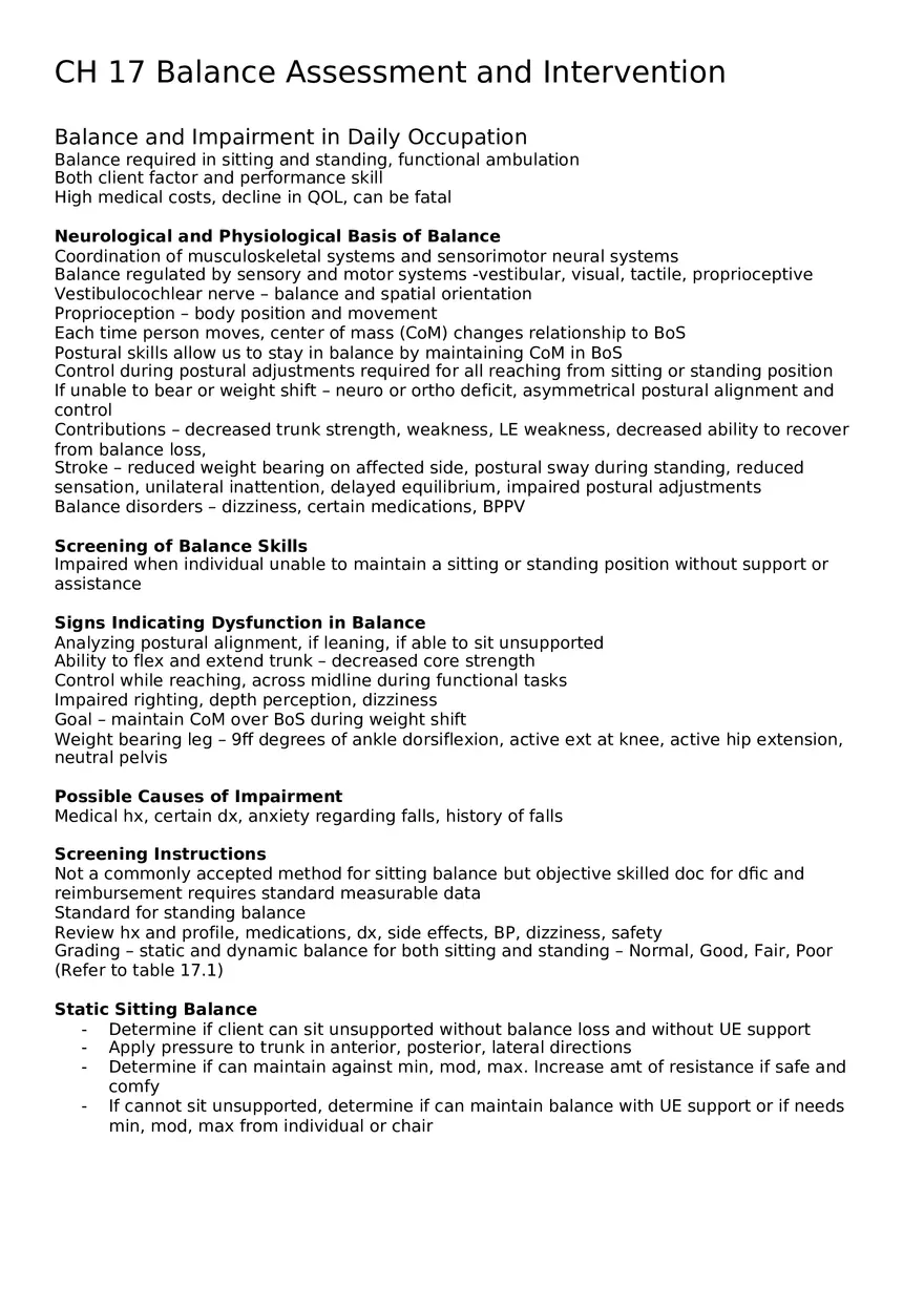 Chapter 17 Balance Assessment and Intervention - Page 1