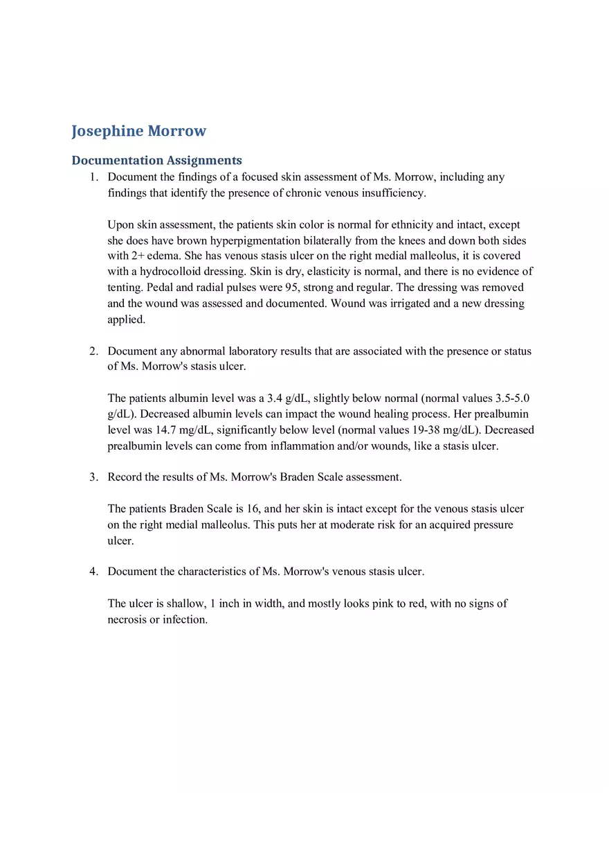 Josephine Morrow Documentation Assignments - Page 1