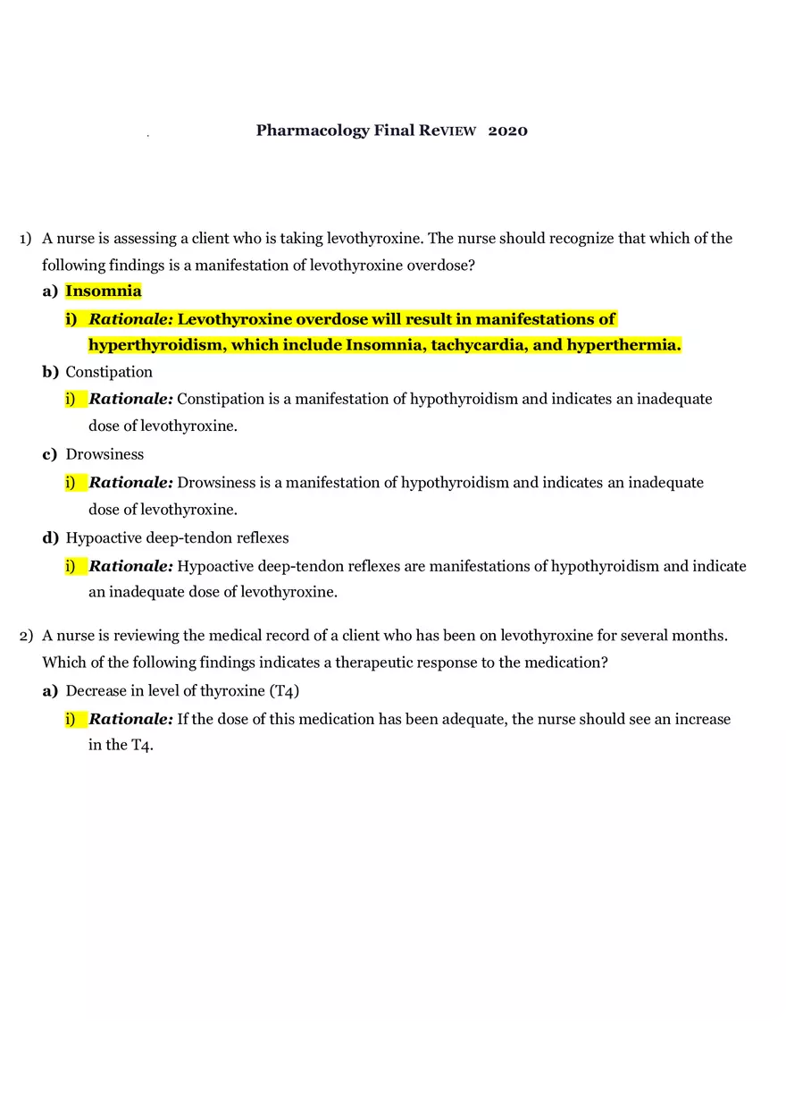 Pharmacology Final Review 2020 Part 1 - Page 1
