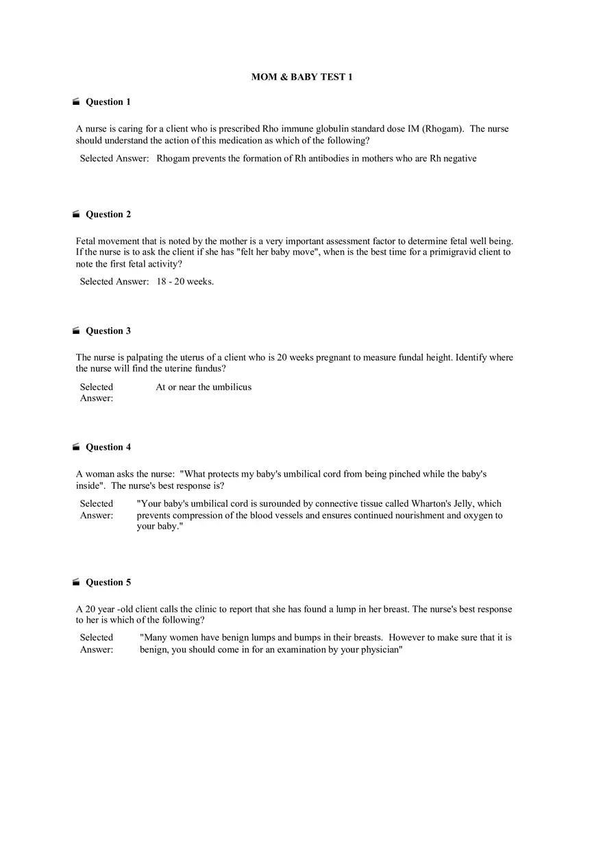 Mom and Baby Test 1 - Page 1