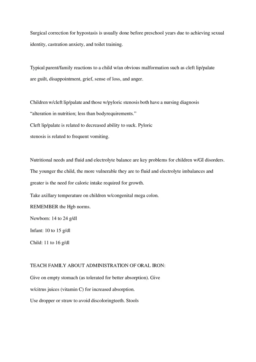 HESI Pediatrics Exam Hints - Page 12
