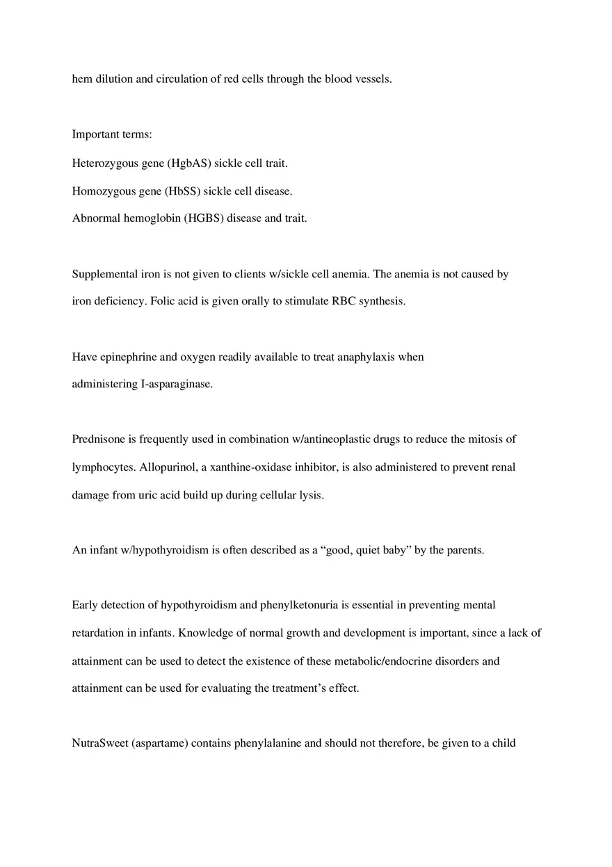 HESI Pediatrics Exam Hints - Page 3