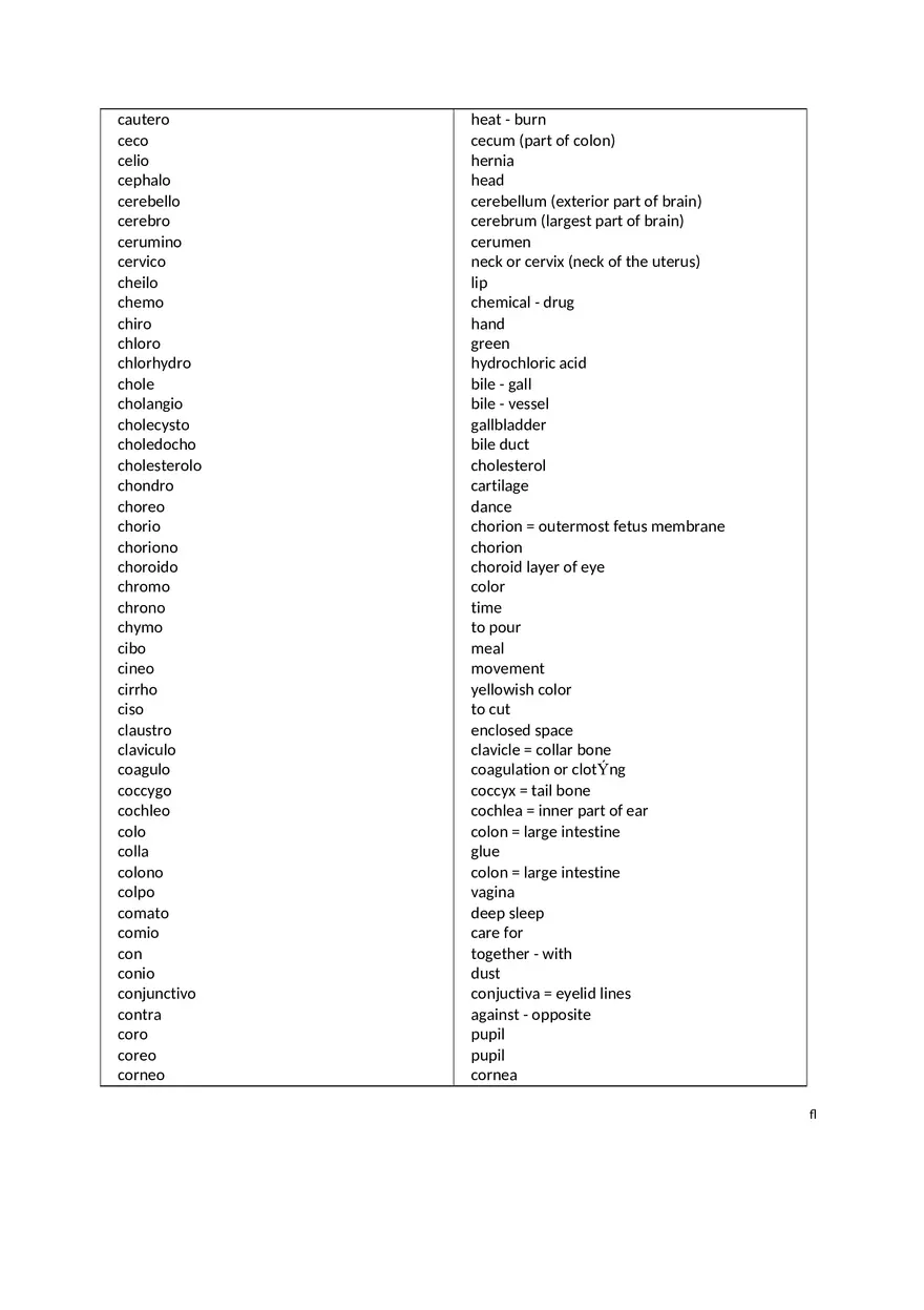 Medical Terminology I Prefix List - Page 3