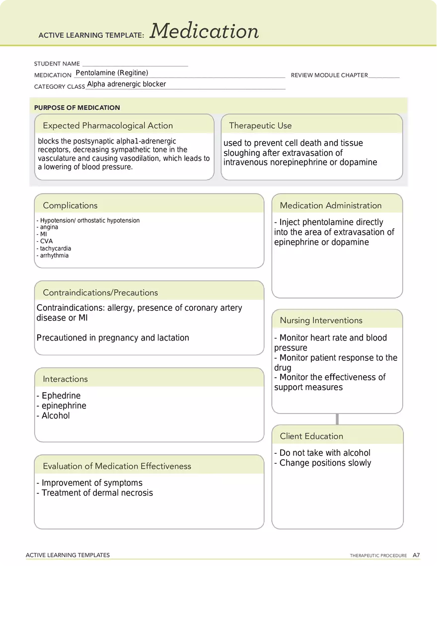 Pentolamine (Regitine) - Page 1