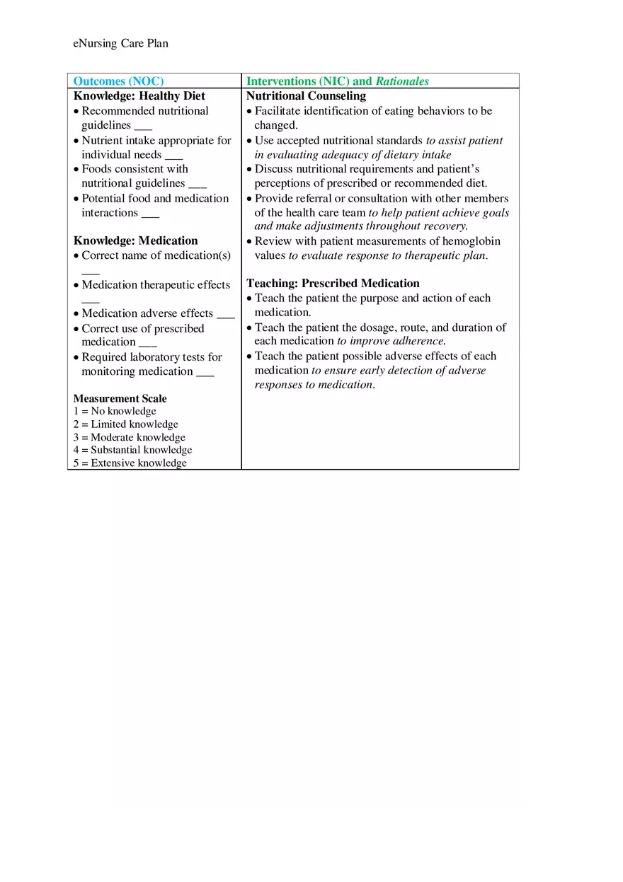 Nursing Care Plan Patient with Anemia - Page 3