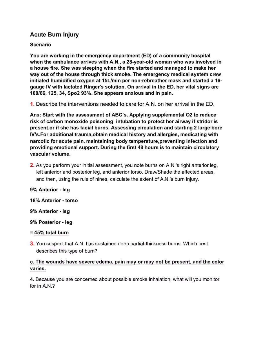 Acute Burn Injury Scenario - Page 1