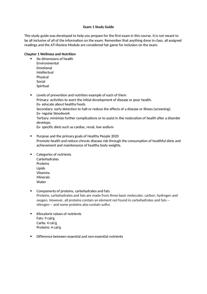 Nursing Exam 1 Study Guide - Page 1