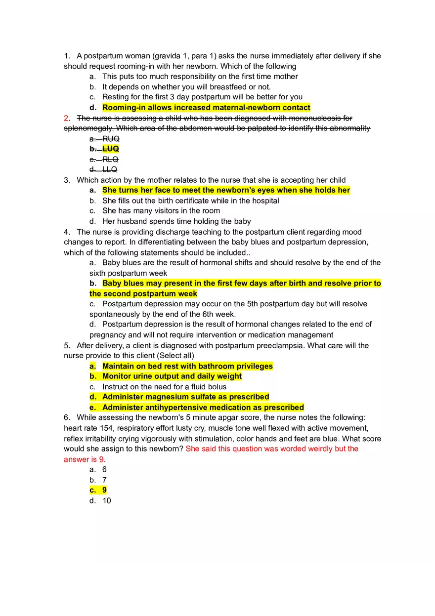 Maternal Child Exam 2 - Page 1