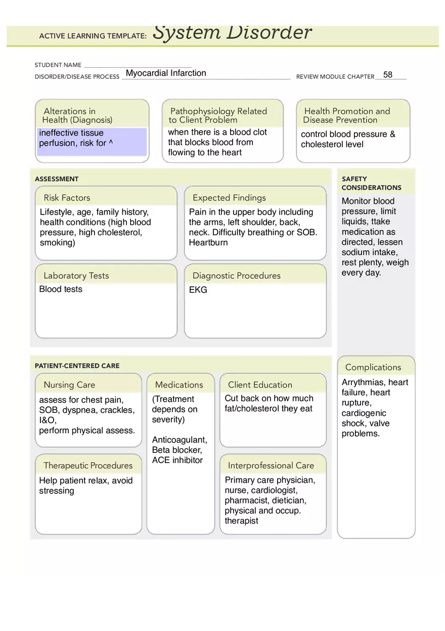 Myocardial Infarction System Disorder - Page 1