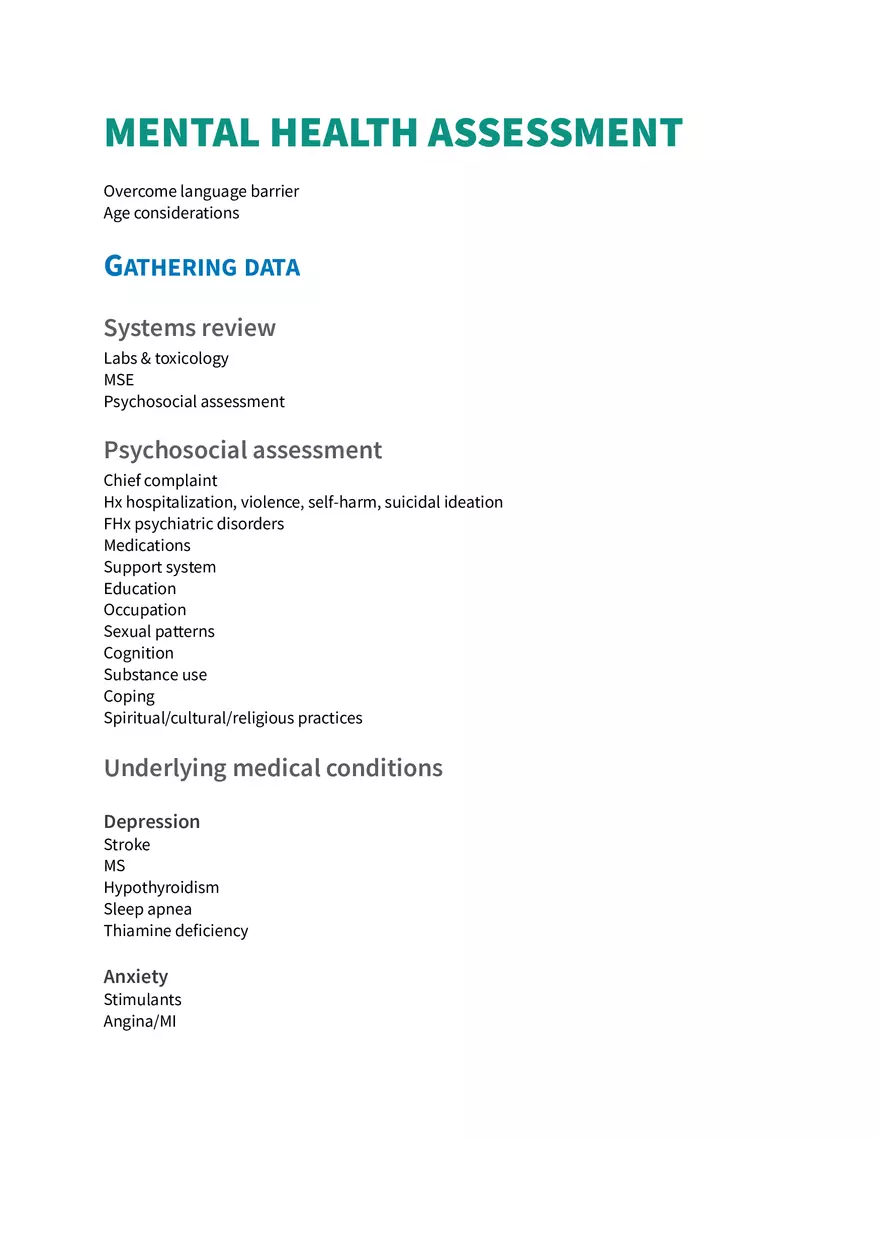Mental Health Assessment - Page 1