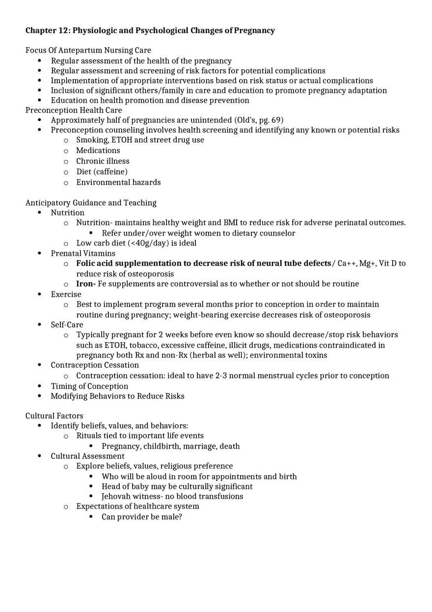 Antepartum Nursing (CH12) - Page 5