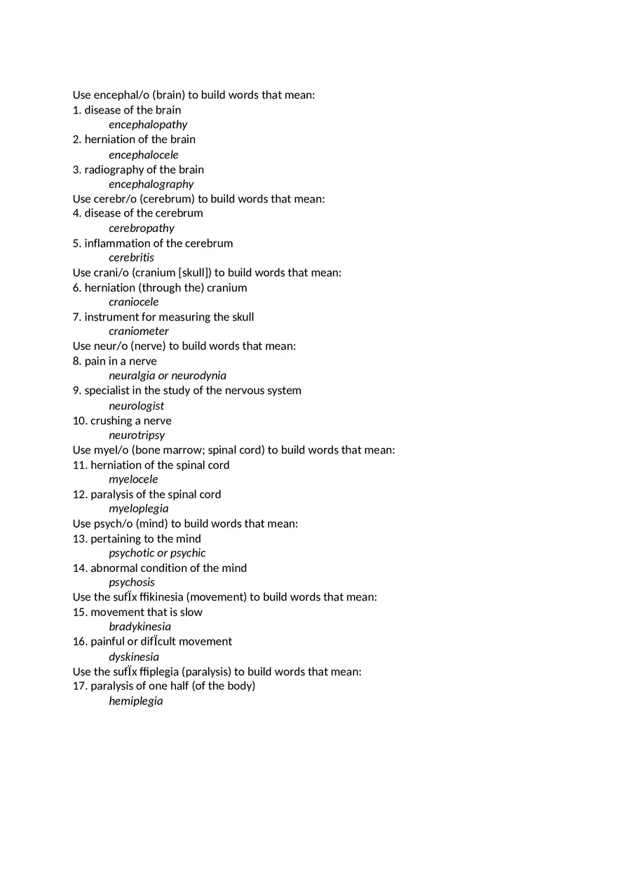 Medical Terminology Week 15 Assignment - Page 1