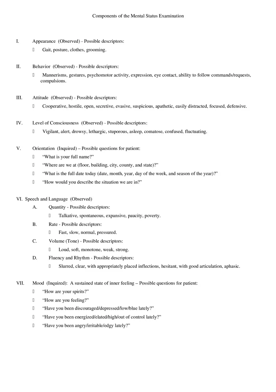 The Mental Status Examination - Page 2