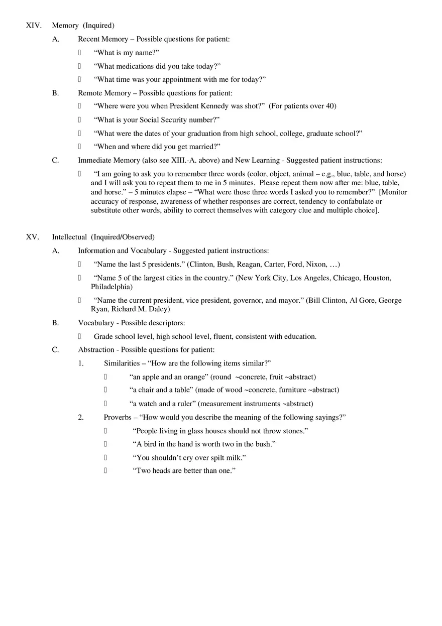 The Mental Status Examination - Page 5