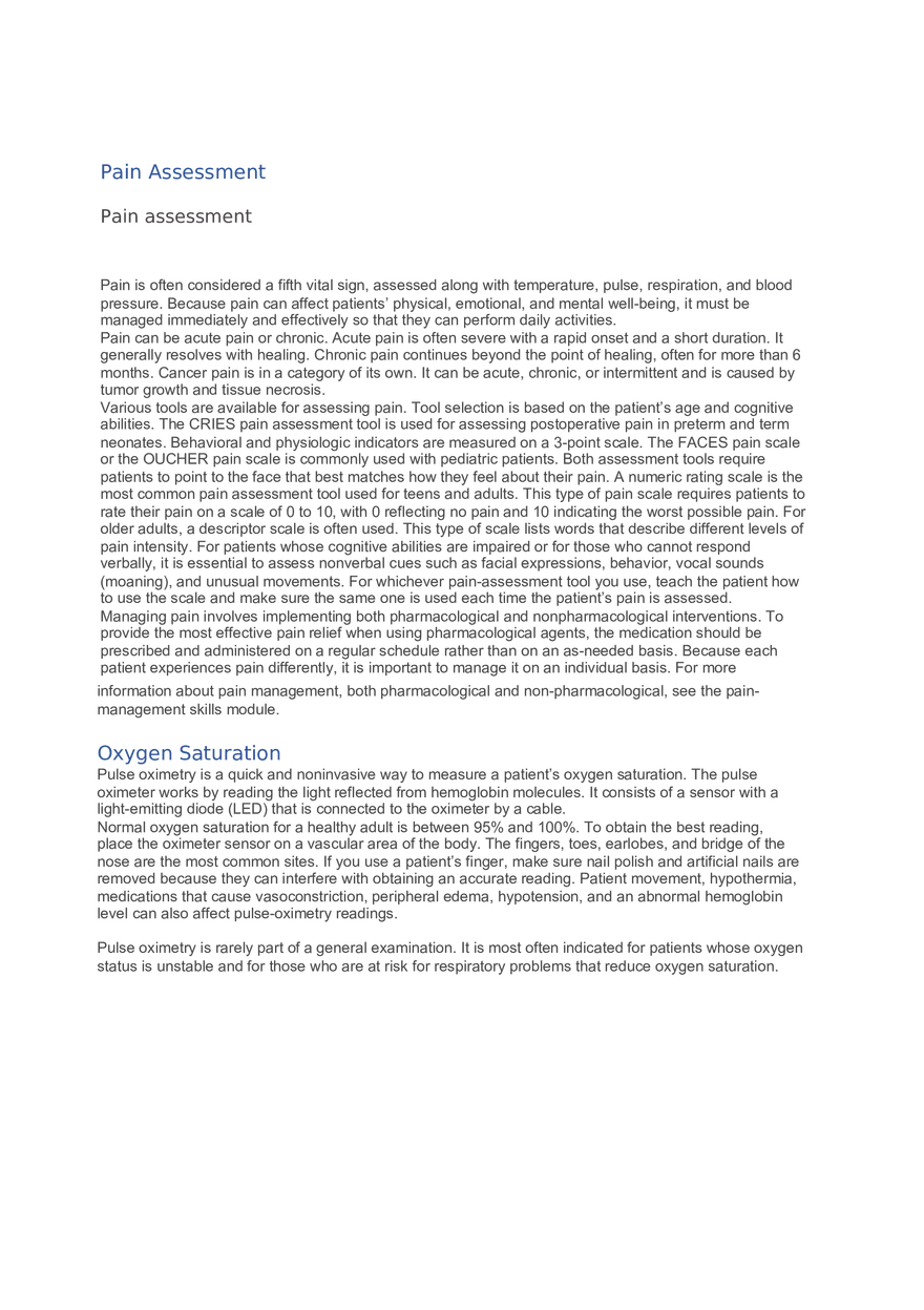 Pain Assessment - Page 1
