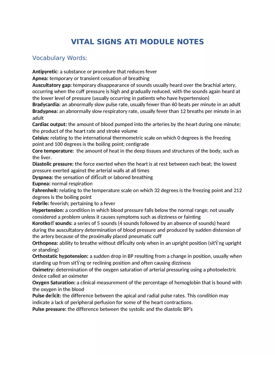 ATI Vocabulary Words - Page 1