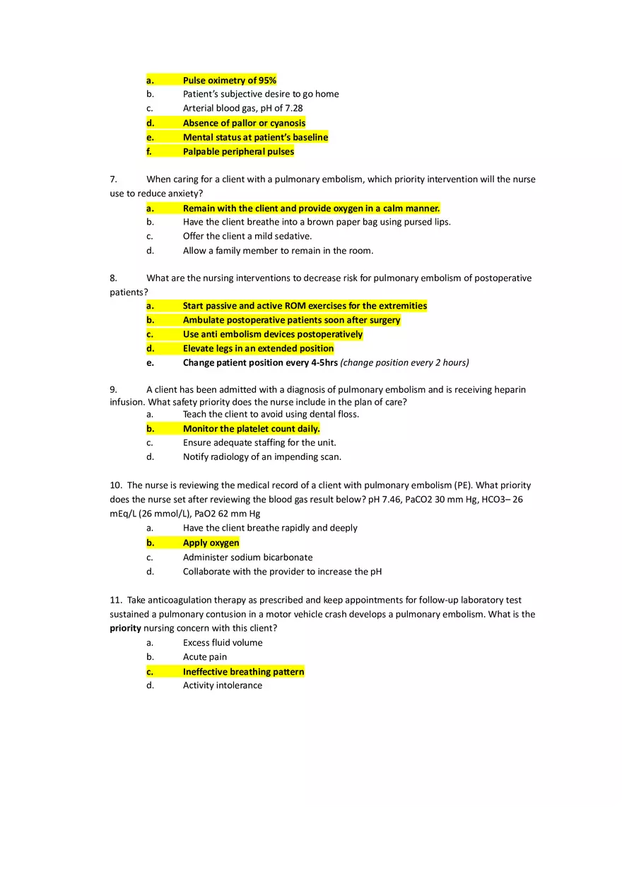 Med Surg Exam Pulmonary Embolism - Page 2