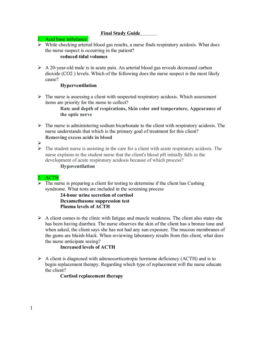 Pathophysiology Final Exam Study Guide - Page 1
