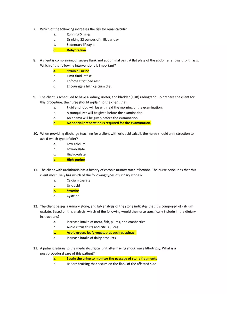 Med Surg Exam Urinary Stones - Page 2