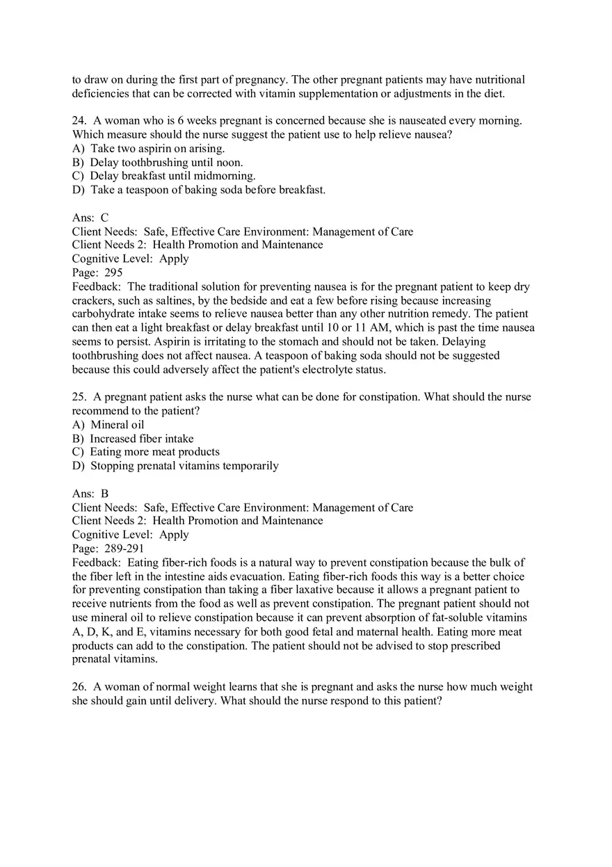 The Nursing Role in Promoting Nutritional Health During Pregnancy Multiple Choice - Page 12