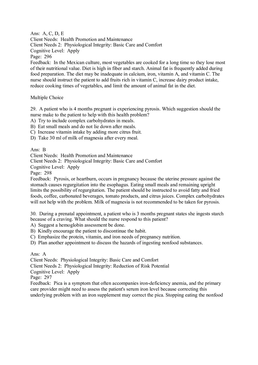 The Nursing Role in Promoting Nutritional Health During Pregnancy Multiple Choice - Page 3