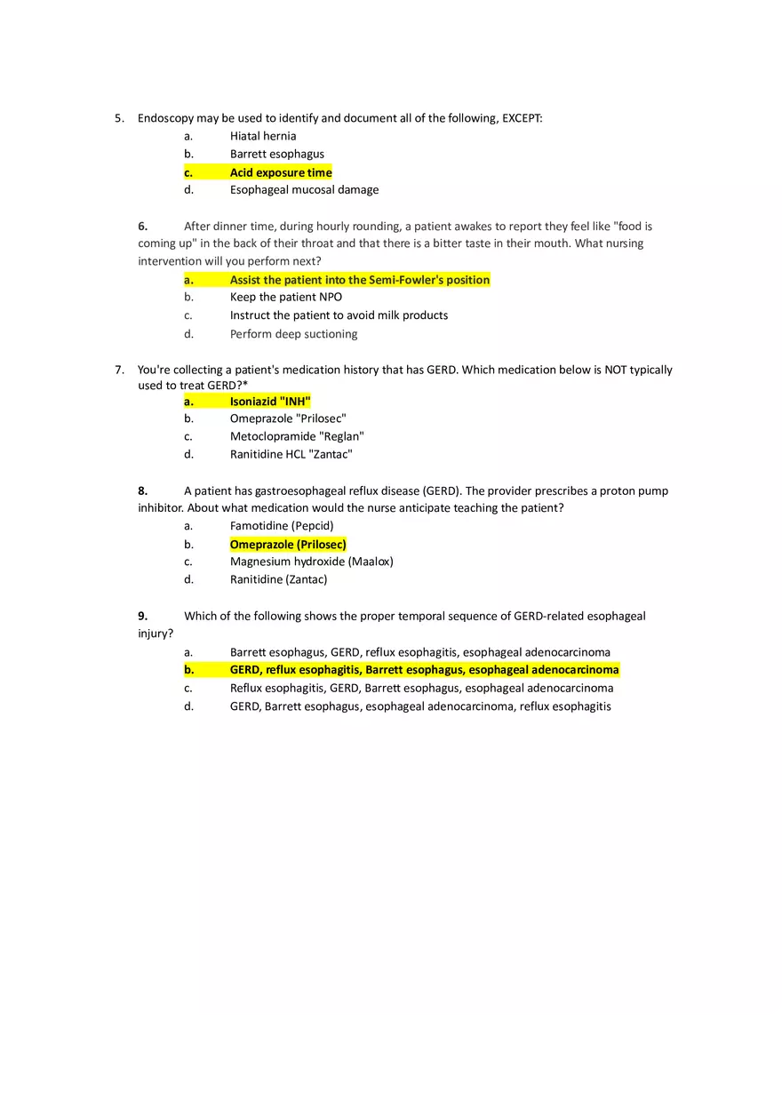 Med Surg Exam GERD - Page 2