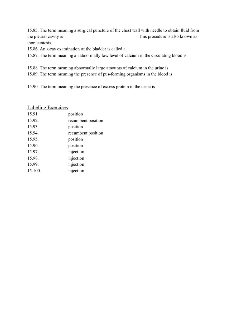 Medical Terminology Chapter 15 Learning Exercises - Page 7