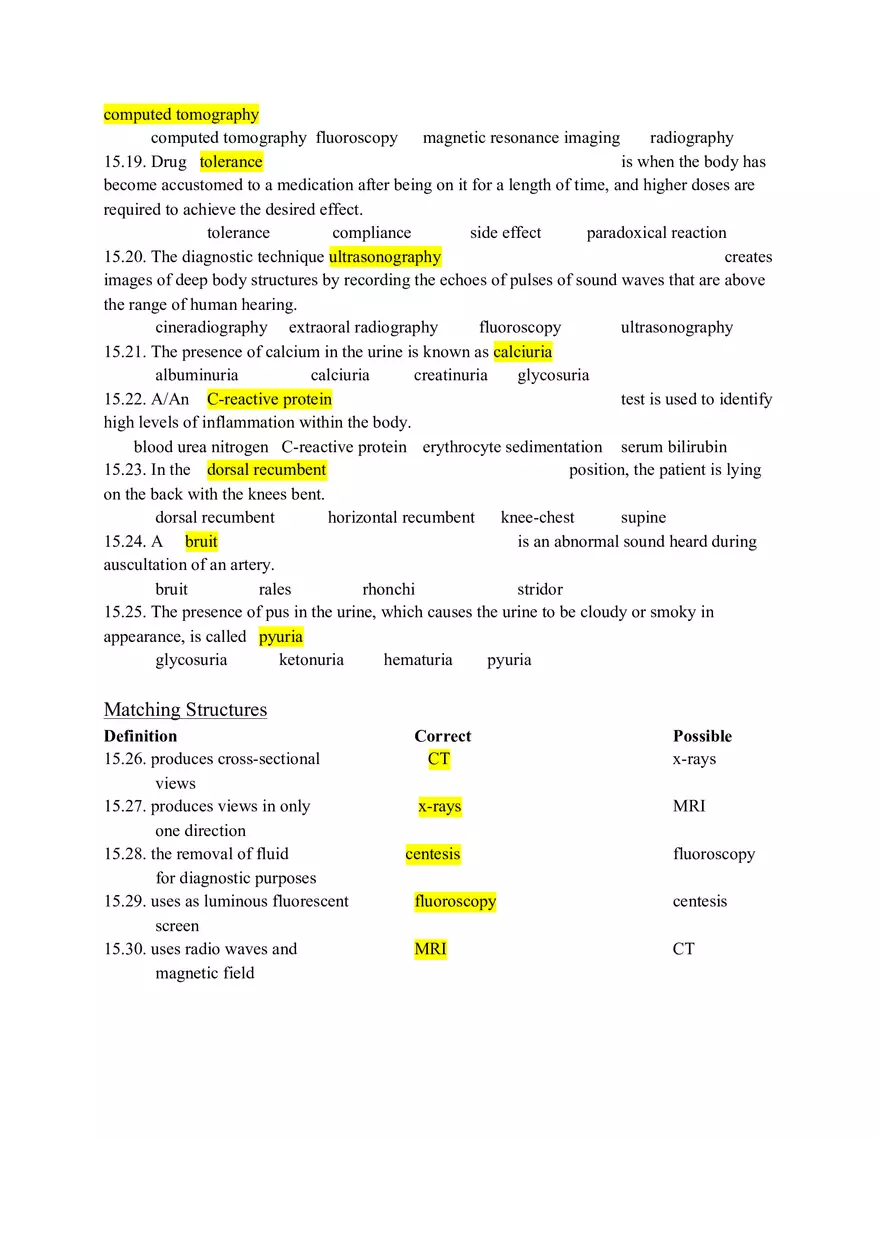 Medical Terminology Chapter 15 Learning Exercises - Page 2