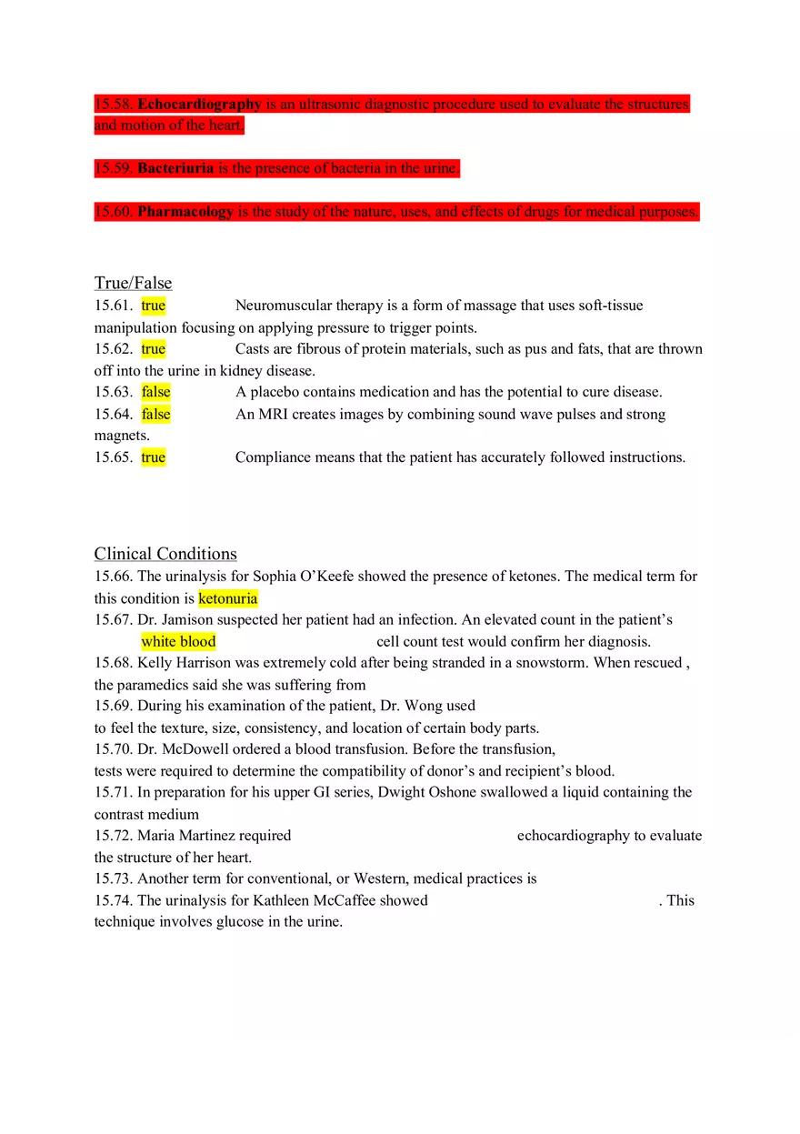 Medical Terminology Chapter 15 Learning Exercises - Page 5