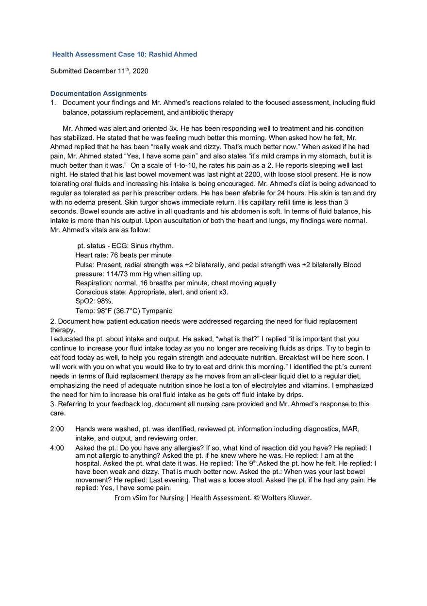 Health Assessment Case 10 Rashid Ahmed - Page 1