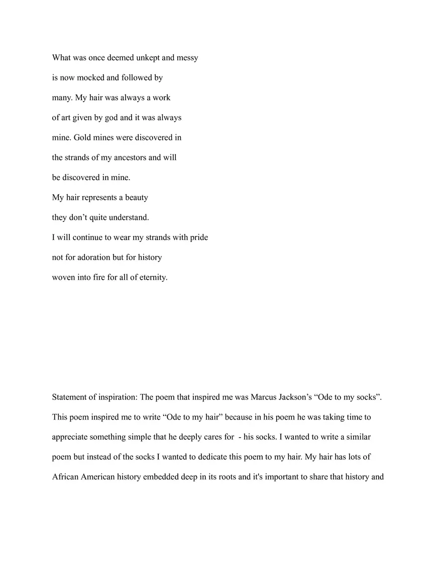 Poem Title: Ode to my Hair - Page 2