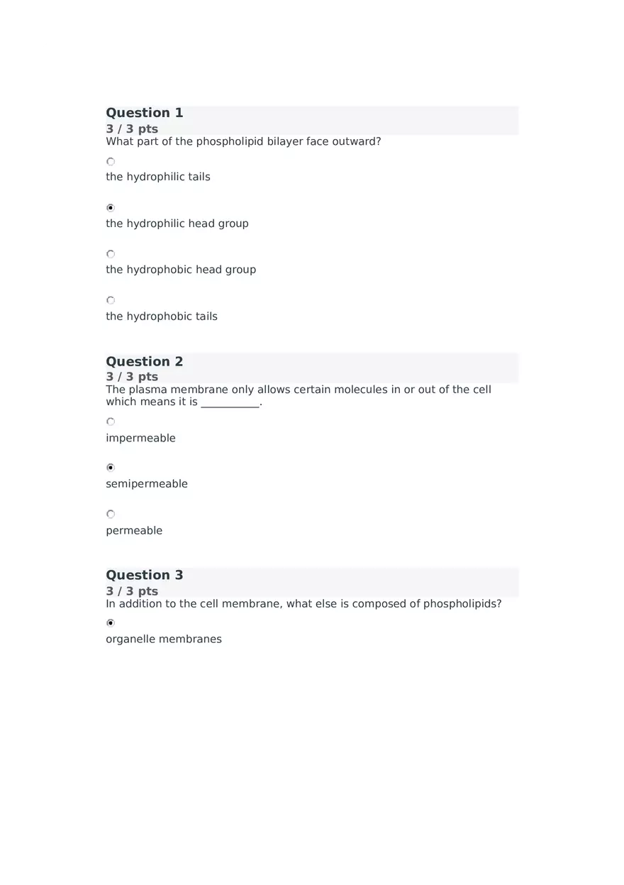Cell Membrane to Cardiovascular System Quiz Part 1 - Page 1