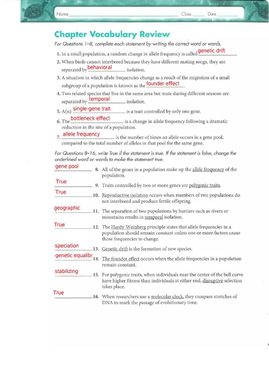 Genes and Variation Chapter 17 Study Guide - Page 7