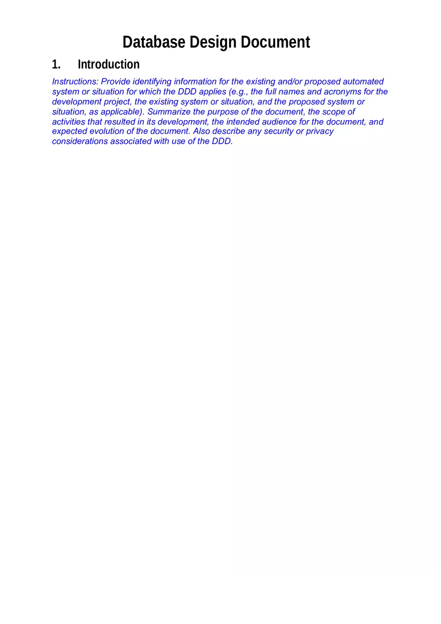 Database Design Document - Page 1