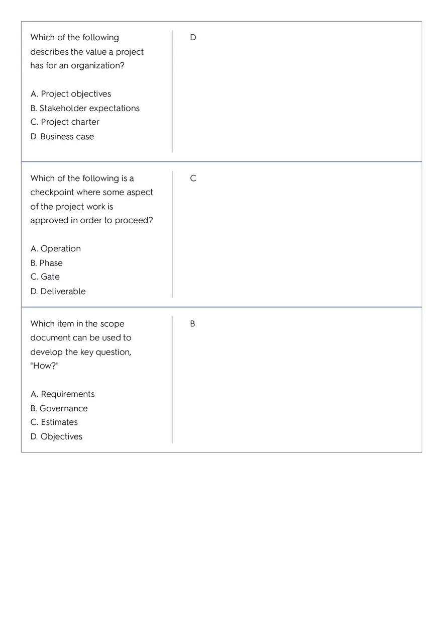Project Management 91 Quiz Answer Key 1 - Page 8