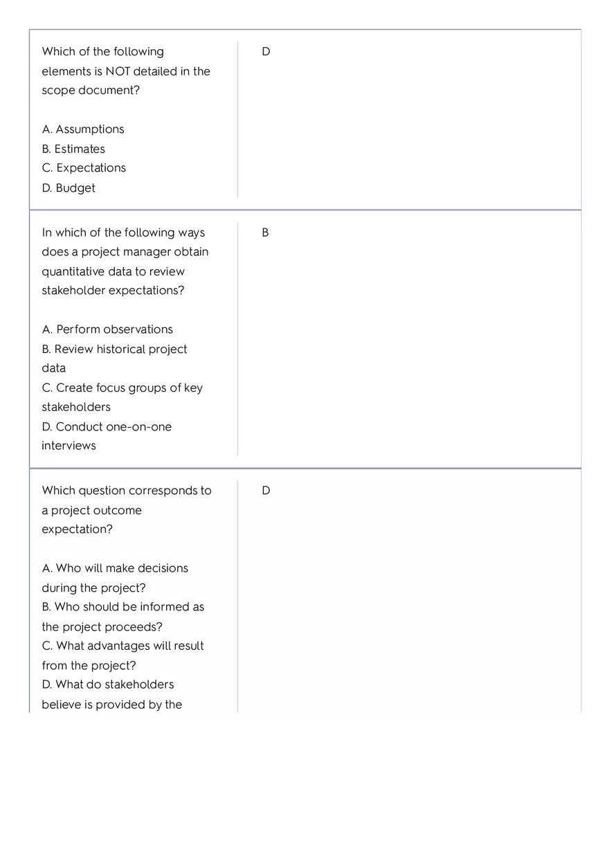 Project Management 91 Quiz Answer Key 1 - Page 9