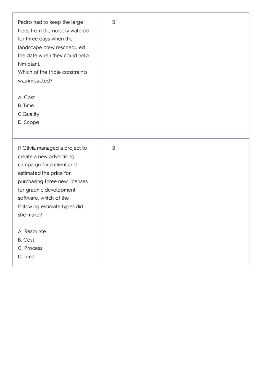 Project Management 91 Quiz Answer Key 1 - Page 3