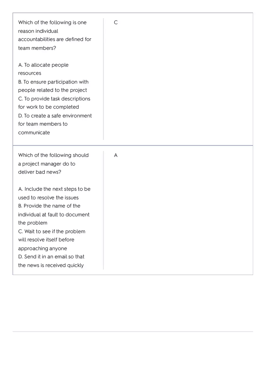 Project Management 91 Quiz Answer Key 3 - Page 7