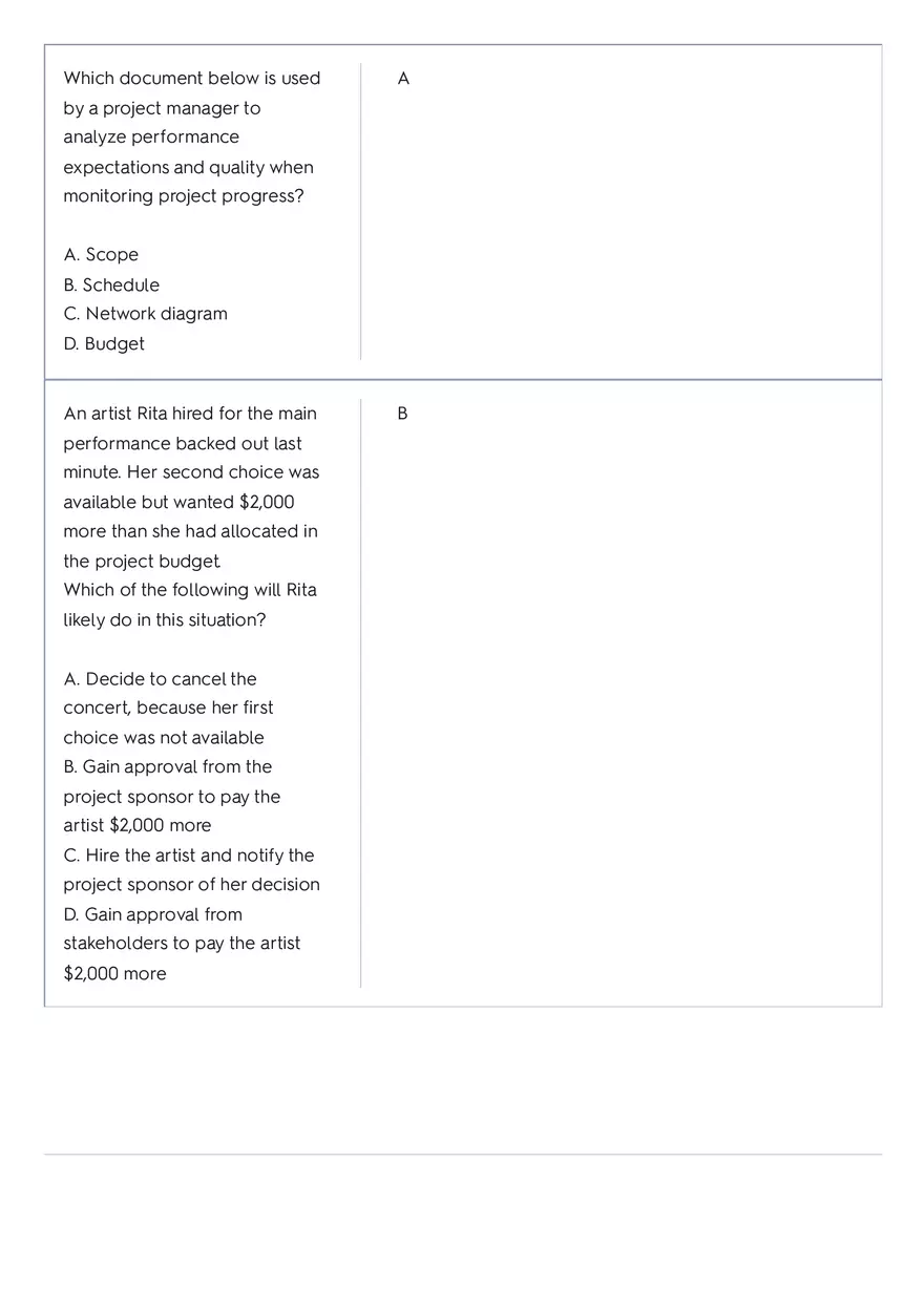 Project Management 91 Quiz Answer Key 3 - Page 9