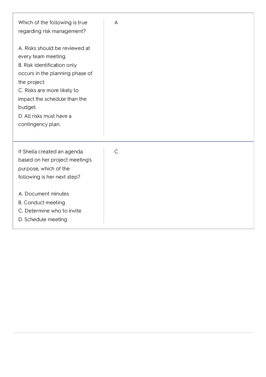 Project Management 91 Quiz Answer Key 3 - Page 10